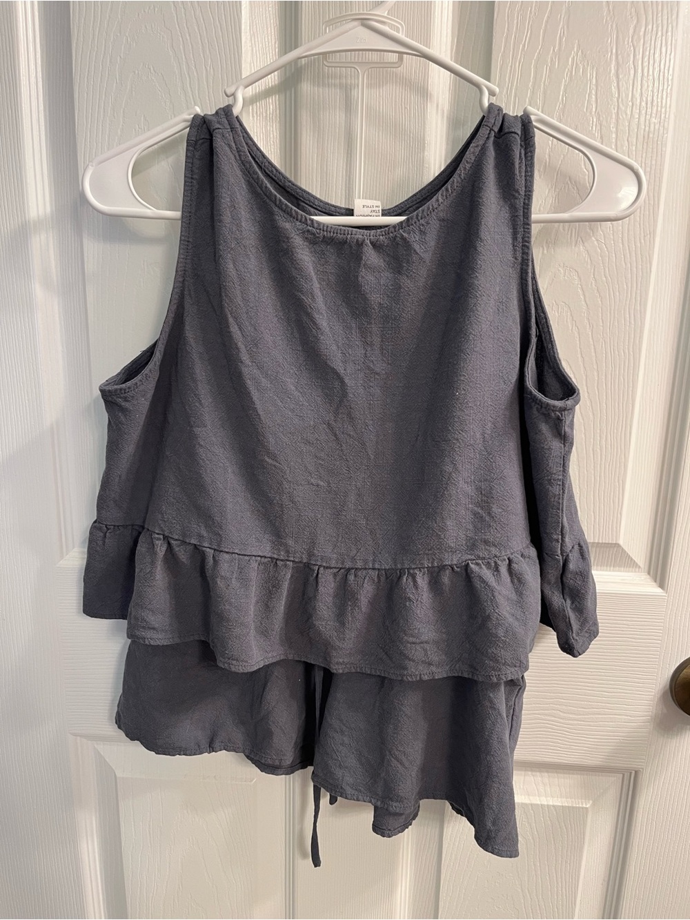Women’s Ruffle Tank Top Set - Gray - Picture 1 of 9